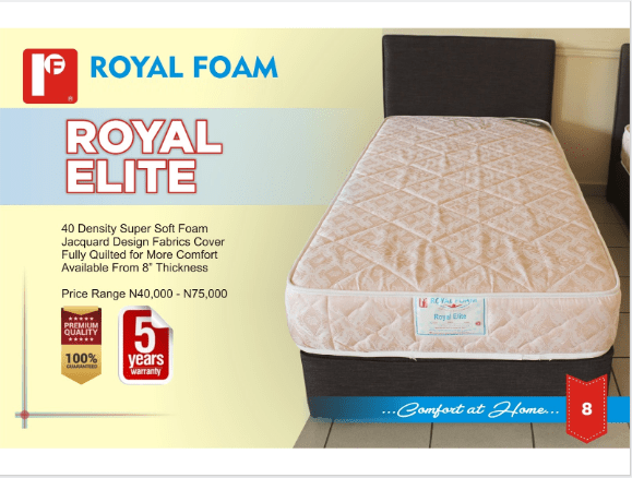 Royal Elite Semi Orthopedic - Jacquard - Fully Quilted 190X180X20CM(6ft x 6ft x 8inches)(Lagos Only)