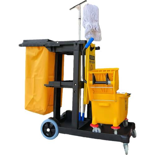 Simpli-magic Commercial Janitorial Cart With 25 Gallon Collection Bag - Black