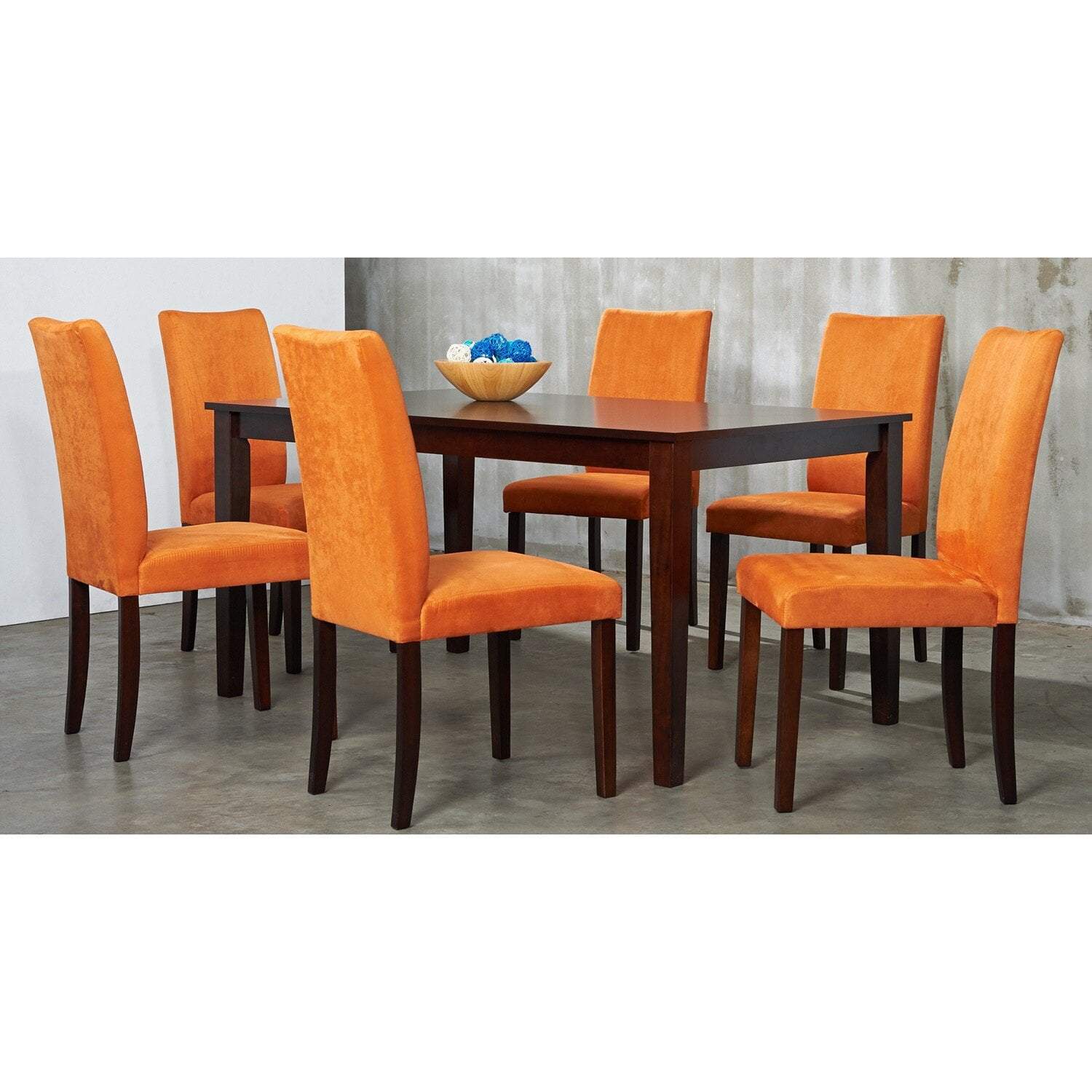 Shino 7-piece Orange Microfiber and Light Cappucino Dining Set Home Office Garden | HOG-HomeOfficeGarden | online marketplace