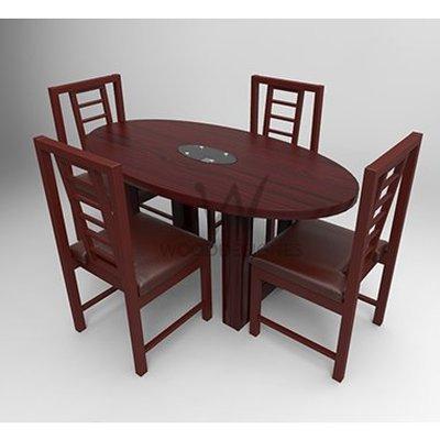 Sika Series; 4 Seater Oval Dining Set - Red-brown