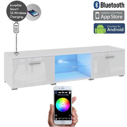 Smart LED Control Wireless Fast Charging Floor TV Stand 2.0