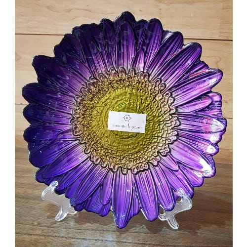 Sparkling Flower Bowl By Nanette Lepore Glassware - Hand Decorated - Purple