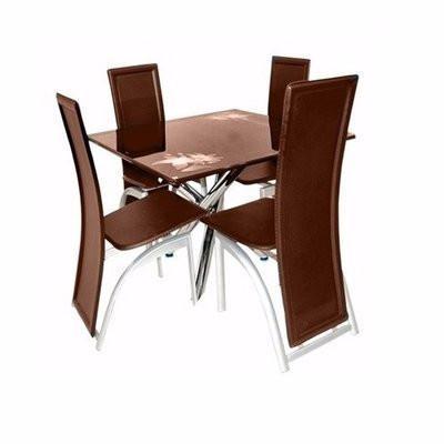 Square Dining Table with 4 Chairs - Brown - SC0098