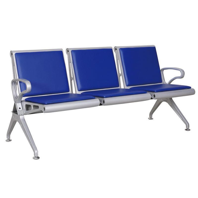 Stainless Steel Bench with Leather Cushion-Blue