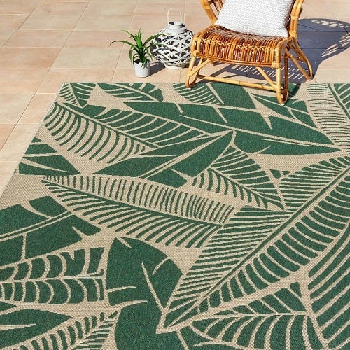 Studio By Brown Jordan, Hermosa Green Rug 5 Ft. 3 In. X 7 Ft. 5 In