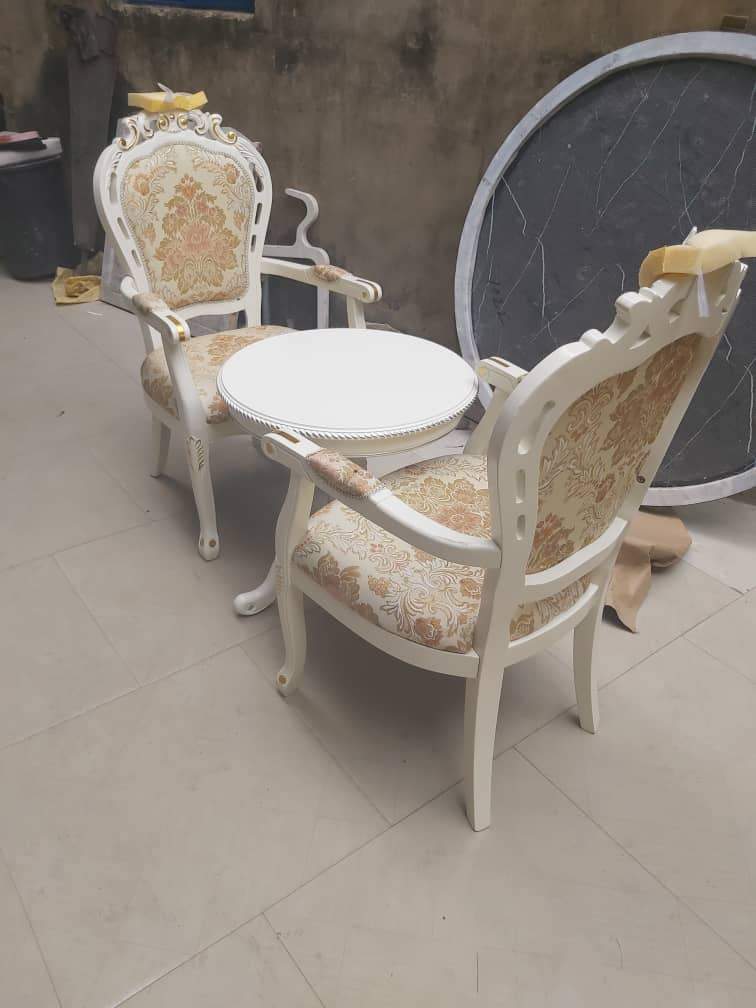 Twin Lounge Chair and Table - White