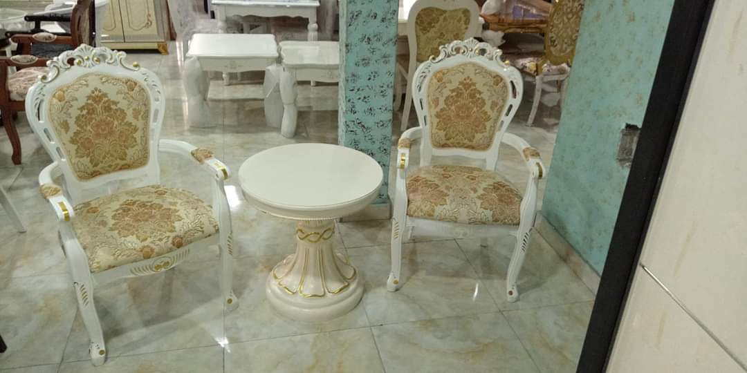 Twin Lounge Chair and Table - White