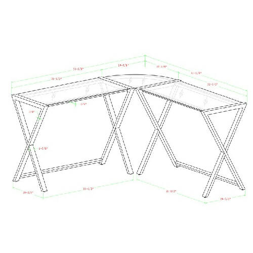 Walker Edison Modern X-Frame Glass & Metal L-Shaped Corner Computer Desk, 51 Inch, Black Home Office Garden furniture online marketplace