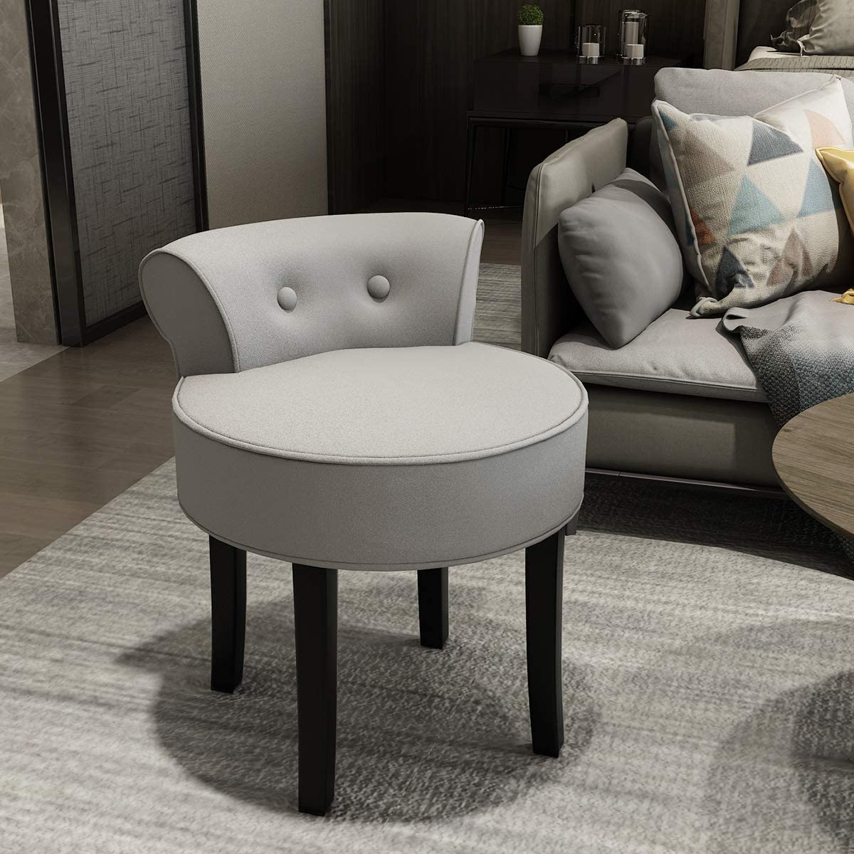 Vanity Chair Wood Legs (Grey) Home Office Garden | HOG-HomeOfficeGarden | online marketplace