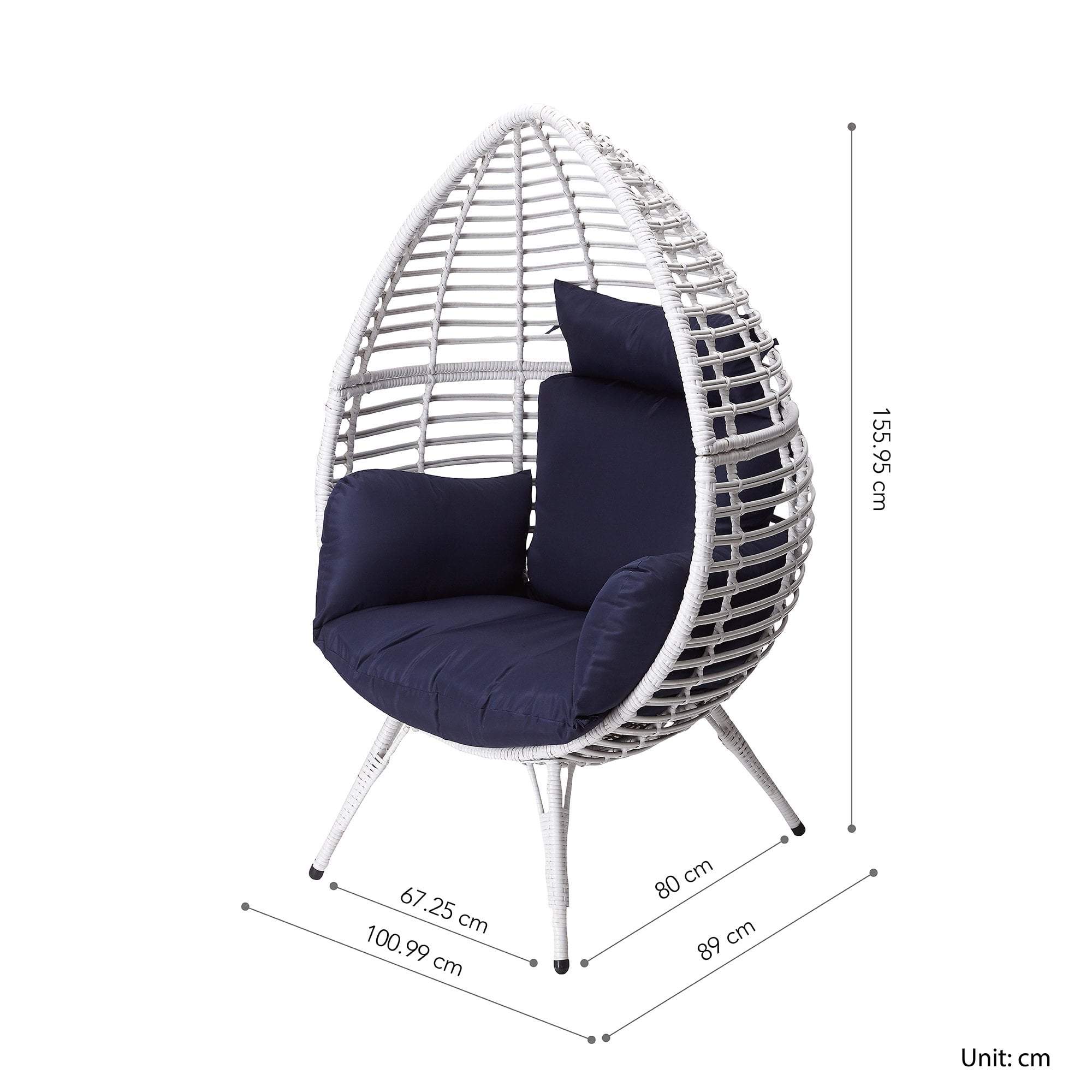 White Peaktop Patio Wicker Egg Chair