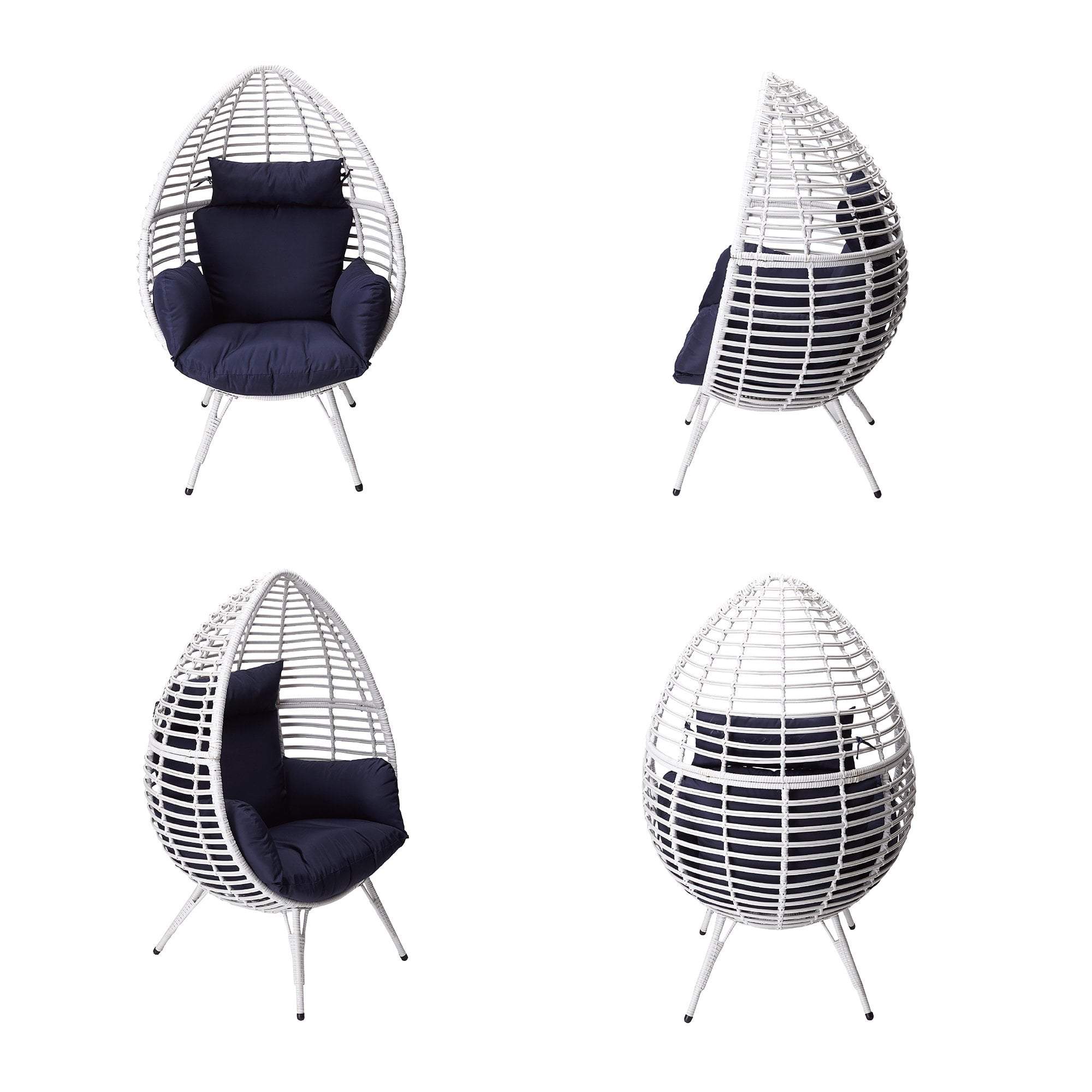 White Peaktop Patio Wicker Egg Chair