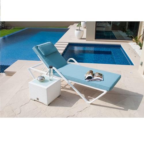 White Single Stackable Sun lounger with Side table