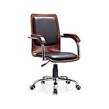 Wood With Leather Padded Swivel Chair