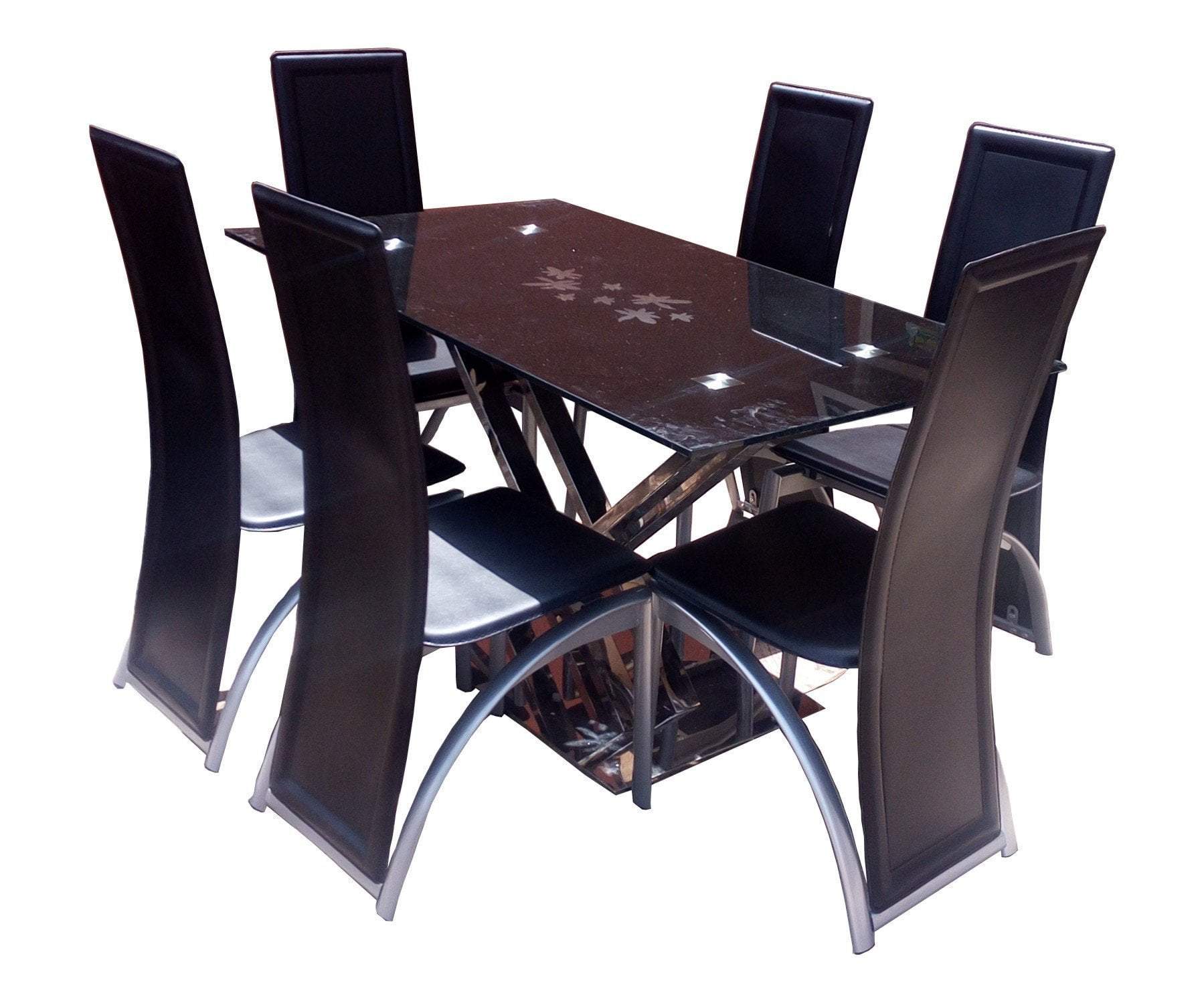 Zico Chrome Frame Glass Dining Table