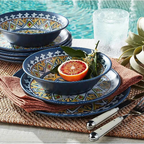 Mark Melamine Dinnerware Set - Olympus Medallion Art Deco - 18-piece Home, Office, Garden online marketplace