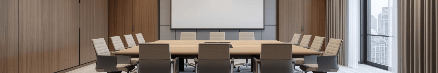 Conference furniture banner with meeting table and chairs