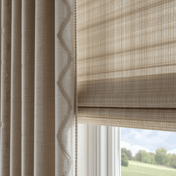 Curtains and blinds category with stylish window treatment