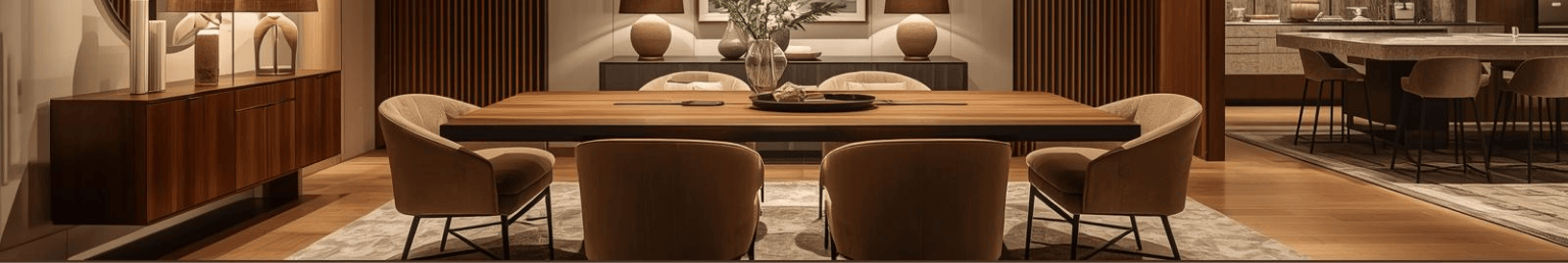 Modern dining table and chairs furniture collection banner
