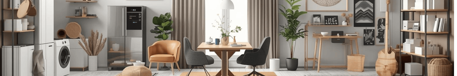 Essentials category banner with home, office and utility products