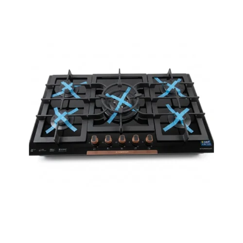 90 cm 5 Burner Cooker Black Rose Gold Knob GHL925 – main product view