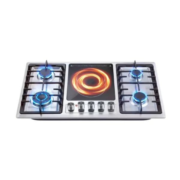 4-Burner Built-in Hybrid Cooktop with Electric Induction Hotplate – main product view