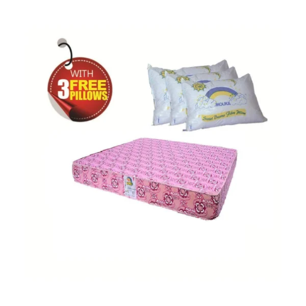 Super Flora - 75 × 84 × 16 Mouka Mattress with 3 Pillows 6ft × 7ft × 16 – main product view