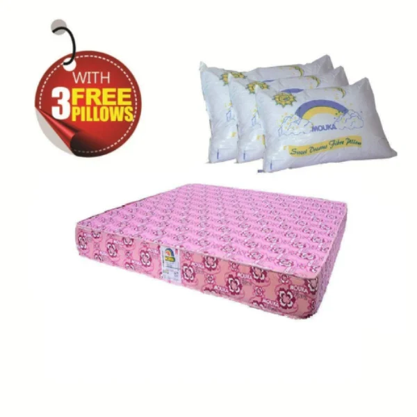 Super Flora - 75 × 84 × 14 Inches Mouka Mattress with 3 Pillows 6ft × 7ft × 14 – main product view