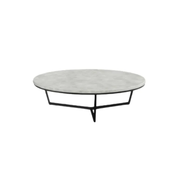 Ogo Mini Coffee Table – low round concrete top on an open geometric metal base