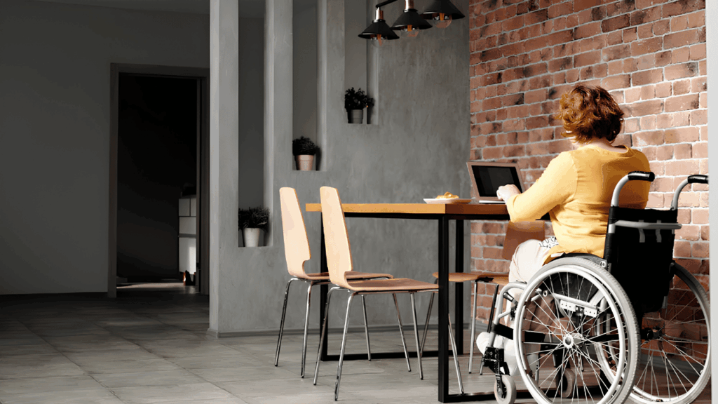 Ergonomic home design setup for personal injury recovery featuring supportive furniture and safe interior layout for comfort and healing