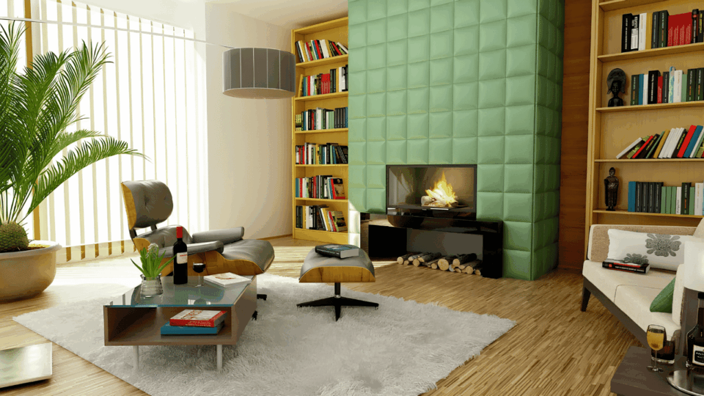 Modern interior space featuring handmade light fixtures and artisan decor elements blended with contemporary furniture, showcasing the balance between craftsmanship and modern interior design