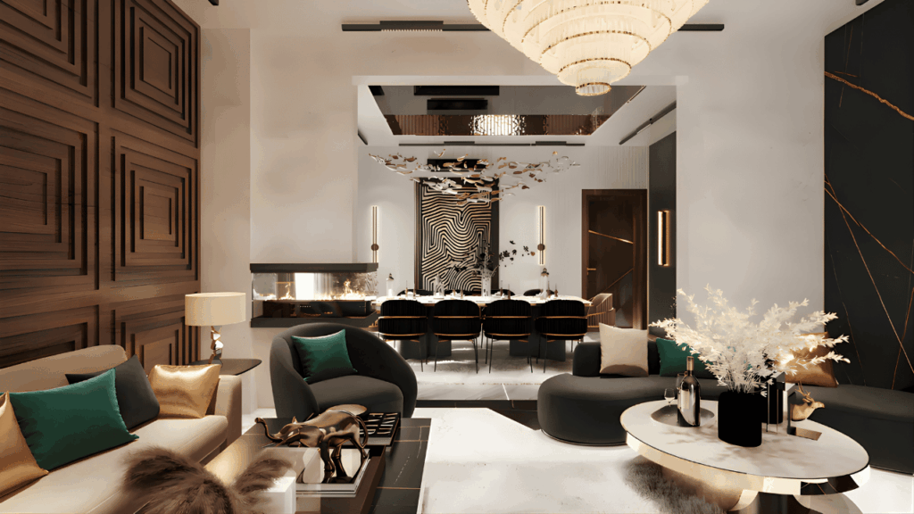 Modern home interior showcasing latest furniture trends for 2026, combining style, comfort, and smart living design elements.