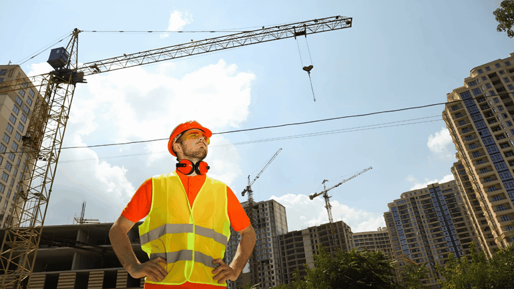 Tower crane operating on a construction site in Melbourne, representing heavy-duty construction equipment and professional crane services.