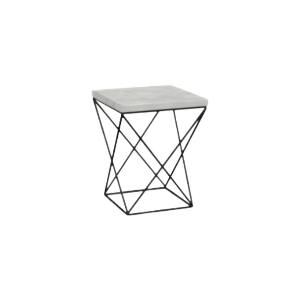 Anu Side Stool – square concrete top on an intersecting geometric metal base