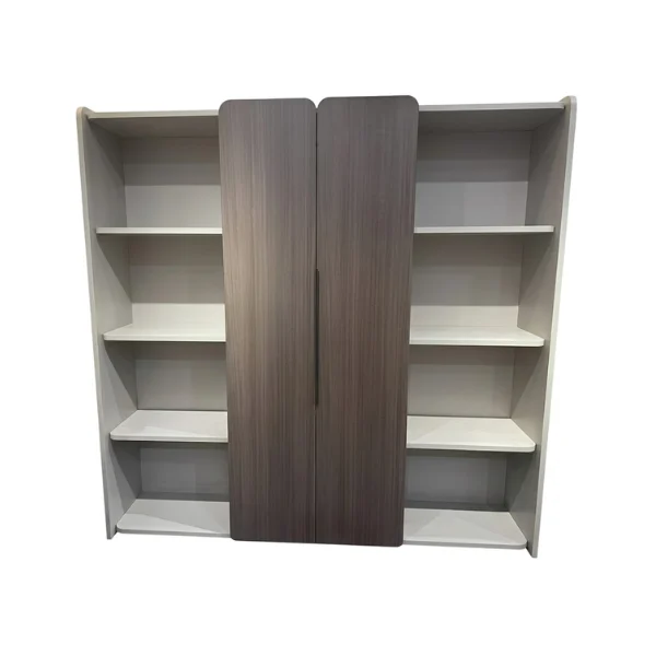 Multi-Compartment Wooden Bookshelf with Center Cabinet – main product view