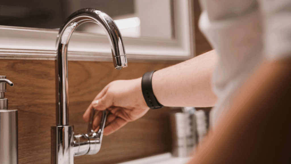 Modern designer kitchen faucet enhancing a stylish and functional kitchen interior