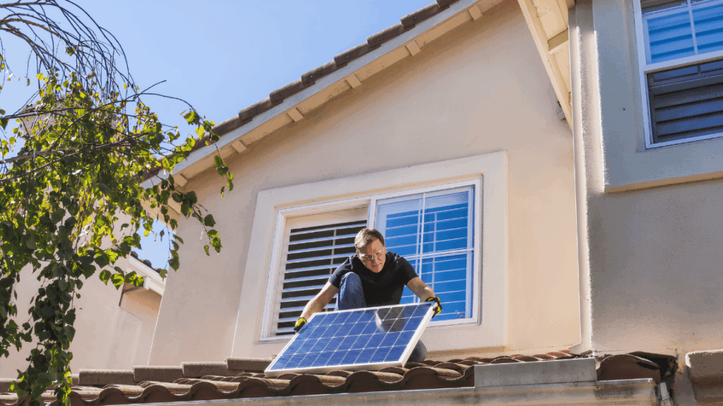 A modern home environment highlighting seasonal care, cleaning, and maintenance of green technology and smart home systems for comfortable living.