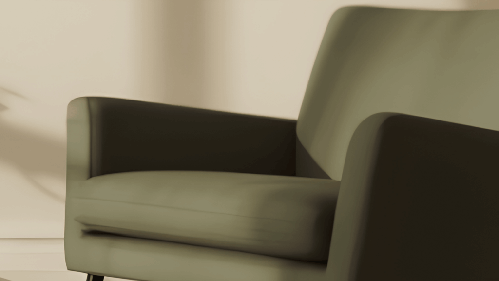 A concept illustration showing a chair in a home or office setting, highlighting the impact of seating comfort on posture, productivity, and overall well-being.