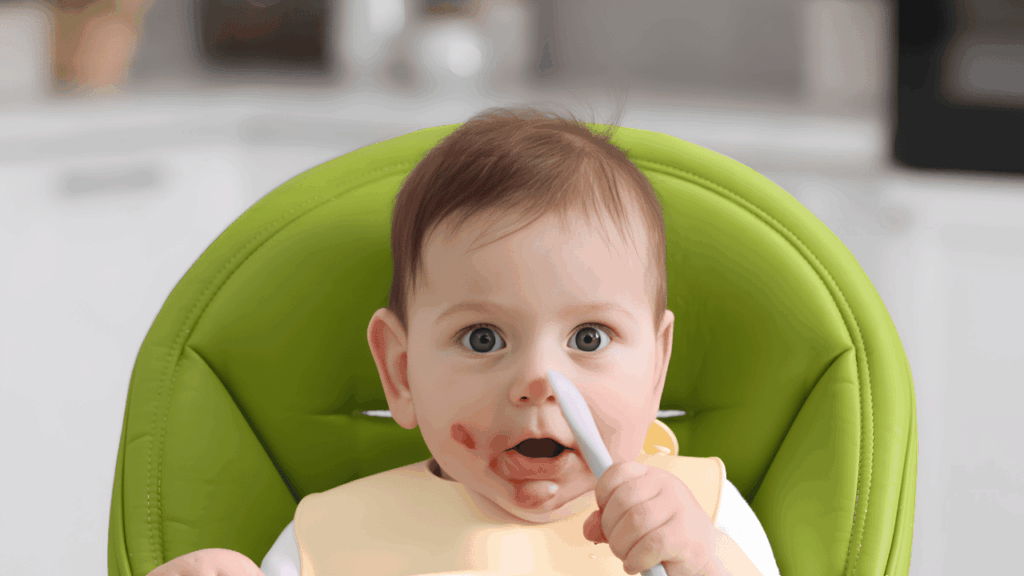 Comfortable feeding chair designed to improve posture and reduce back, neck, and shoulder strain during feeding.