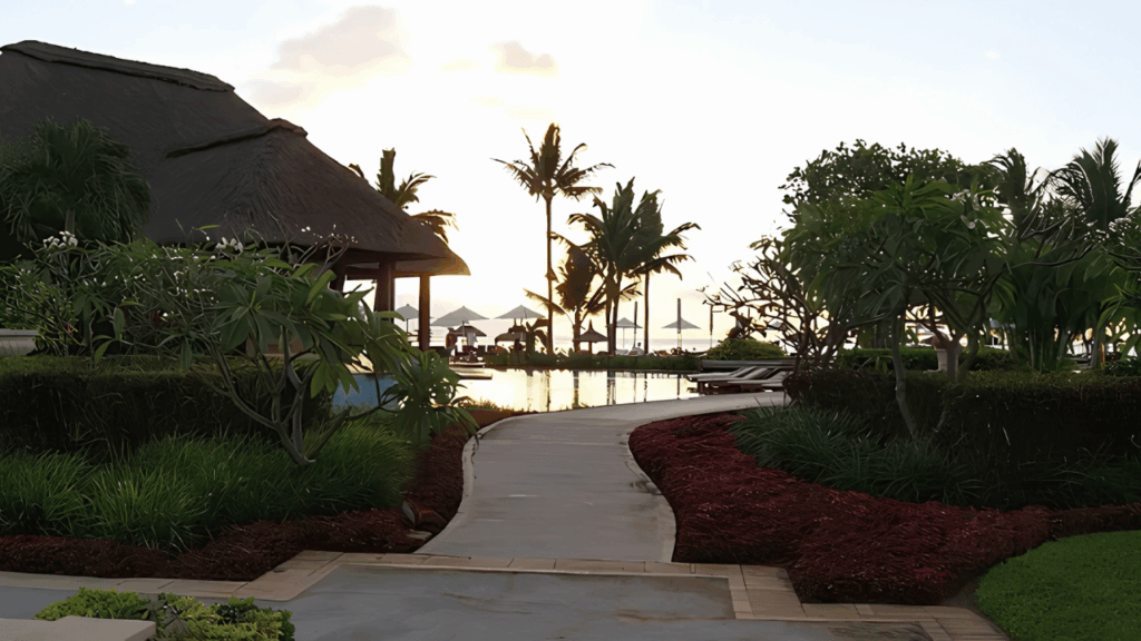 Stylish garden man cave with comfortable seating, modern décor, lighting, and a relaxing outdoor entertainment space.