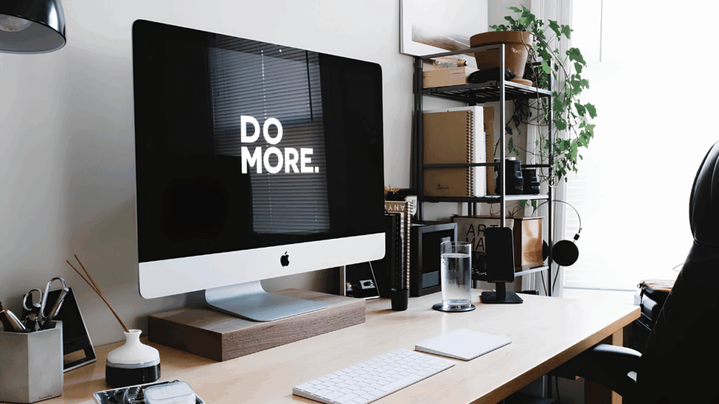 Well-organized modern office desk with workspace accessories designed for improved productivity and efficiency