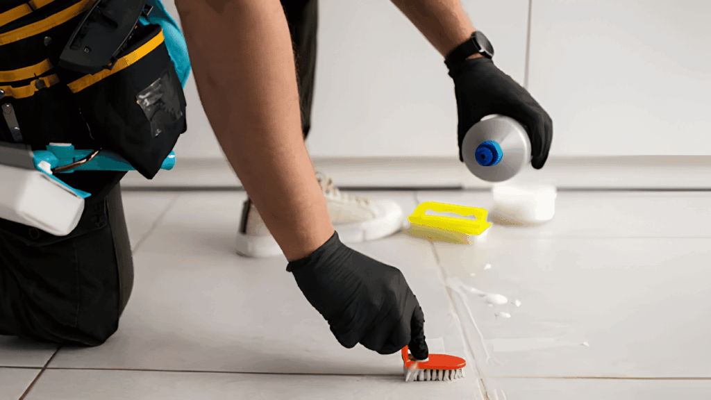 Person restoring a dull countertop to a glossy finish using natural, non-toxic cleaning products.