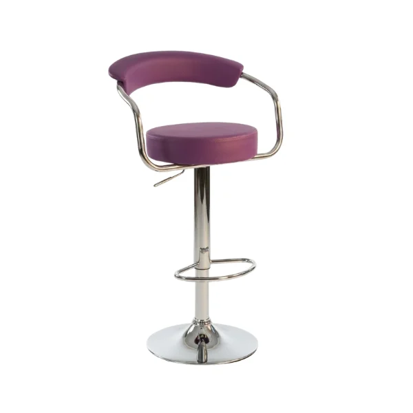 Chrome Bar Stool with Backrest - Purple – main product view