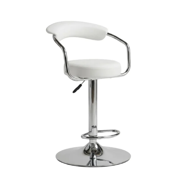 Chrome Bar Stool with Backrest - White – main product view