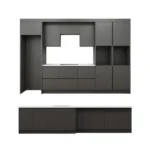 Black Lacquer Kitchen Cabinet with Large Island OP17-L13-Bespoke – main product view