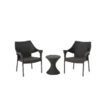 4 Piece Rattan Chat Set with Stacking Chairs and Hourglass Side Table – main product view