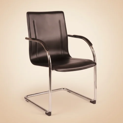SLEEK SLK-601 black PU visitor chair - front view