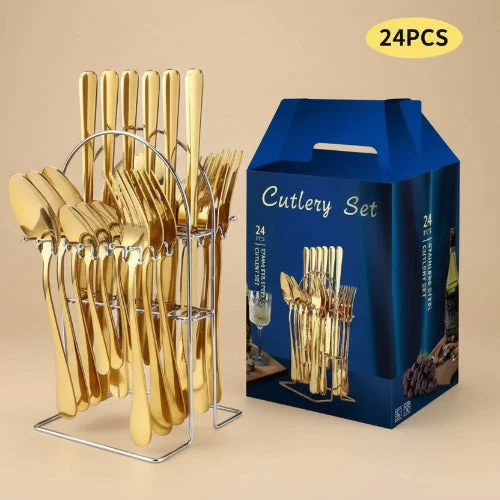 24pcs Dinnerware Set Stainless Steel Tableware Set – main product view