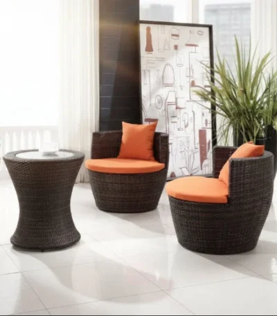 Outsunny 3-Piece Outdoor Stacking Rattan Patio Chair Set – main product view