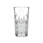 Timeless Tumbler Long – 4 Pieces 370 ml – clear long tumbler with a cut-crystal style pattern