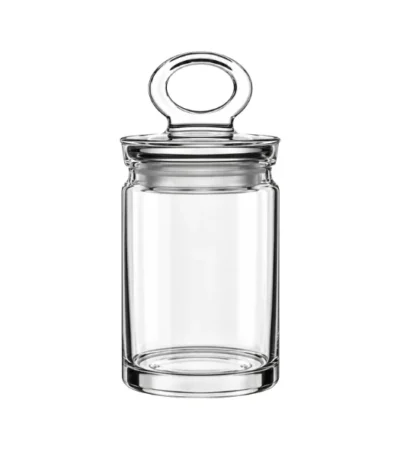 Kitchen Spices Set – 1 Piece 240 ml – clear cylindrical spice jar with a loop-topped fitted lid